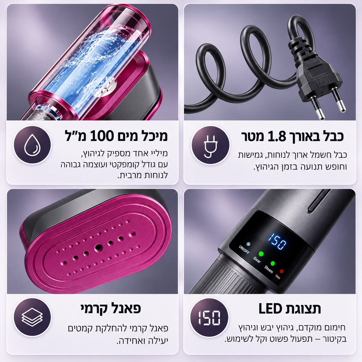 ™Lunic Steam - מגהץ קומפקטי לשימוש מהיר